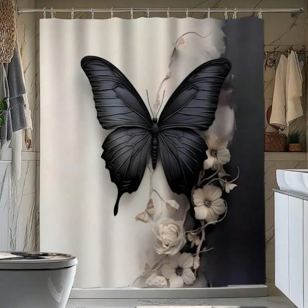 Floral Butterfly Shower Curtain NEW 🏷️